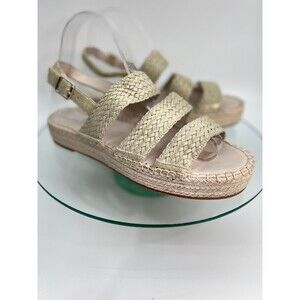 Caslon Ashton  Espadrille Gold Woven Sandal Faux Suede Leather